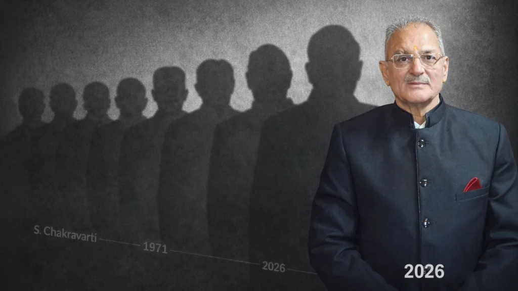 1971 से 2026 तक हिमाचल प्रदेश के राज्यपालों की टाइमलाइन दर्शाता ग्राफिक जिसमें वर्तमान राज्यपाल कविंद्र गुप्ता दिखाई दे रहे हैं